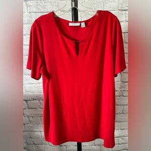 Sz L Susan Graver Essentials Excellent condition!Red w/ bar wearable perfection!